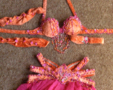 orange fucia unique belly dance costume